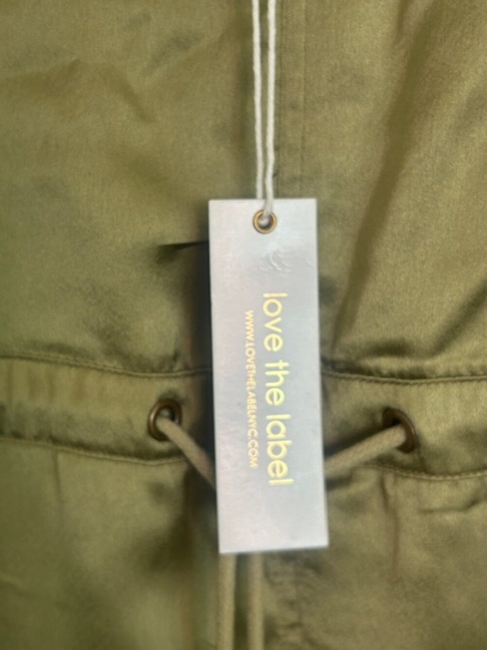 Anthropologie Love The Label Moss Green Utility Strap SatinJumper Midi Dress NWT - Picture 5 of 16